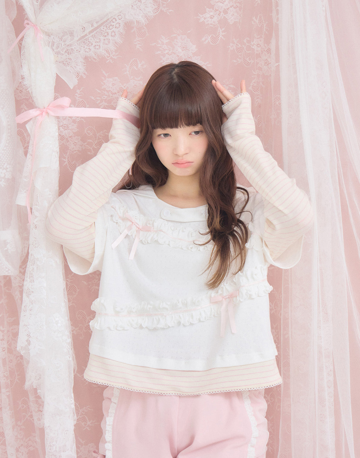 Lolime frill layered hood top