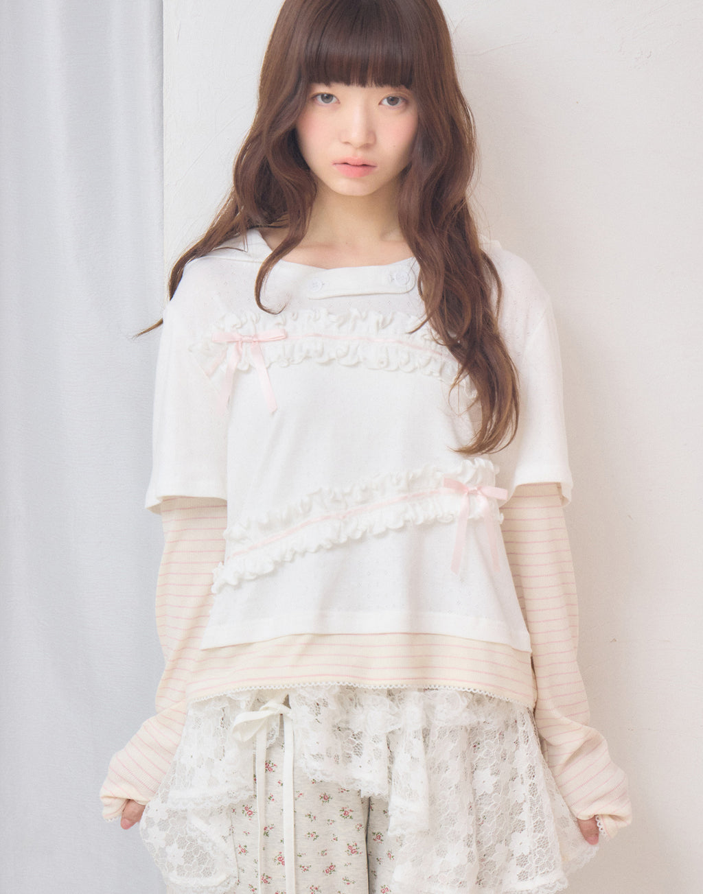 Lolime frill layered hood top