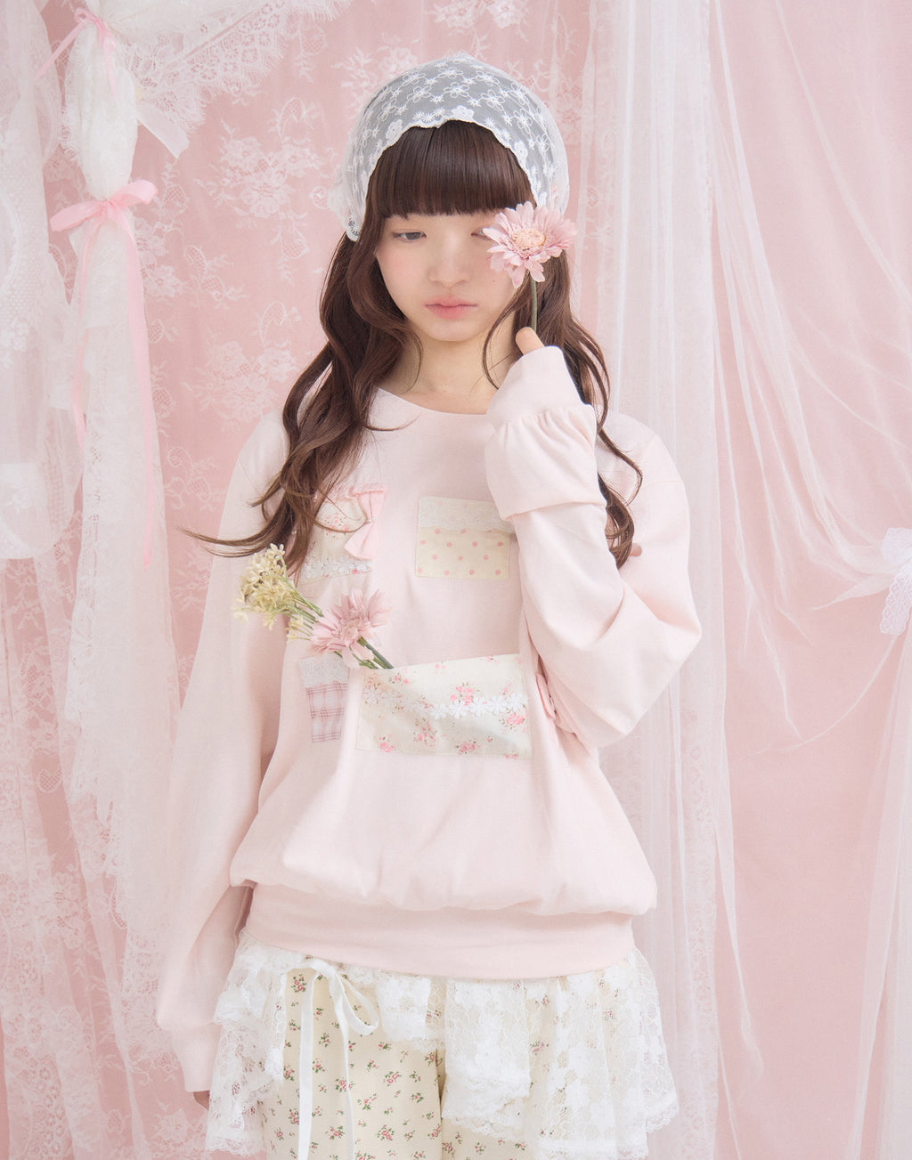 Lolime patchwork pockets sweatshirt