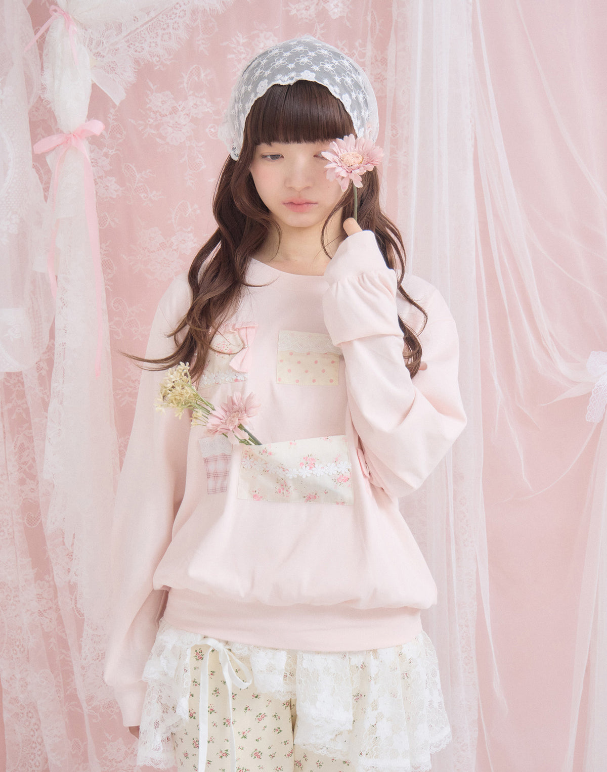 Lolime patchwork pockets sweatshirt
