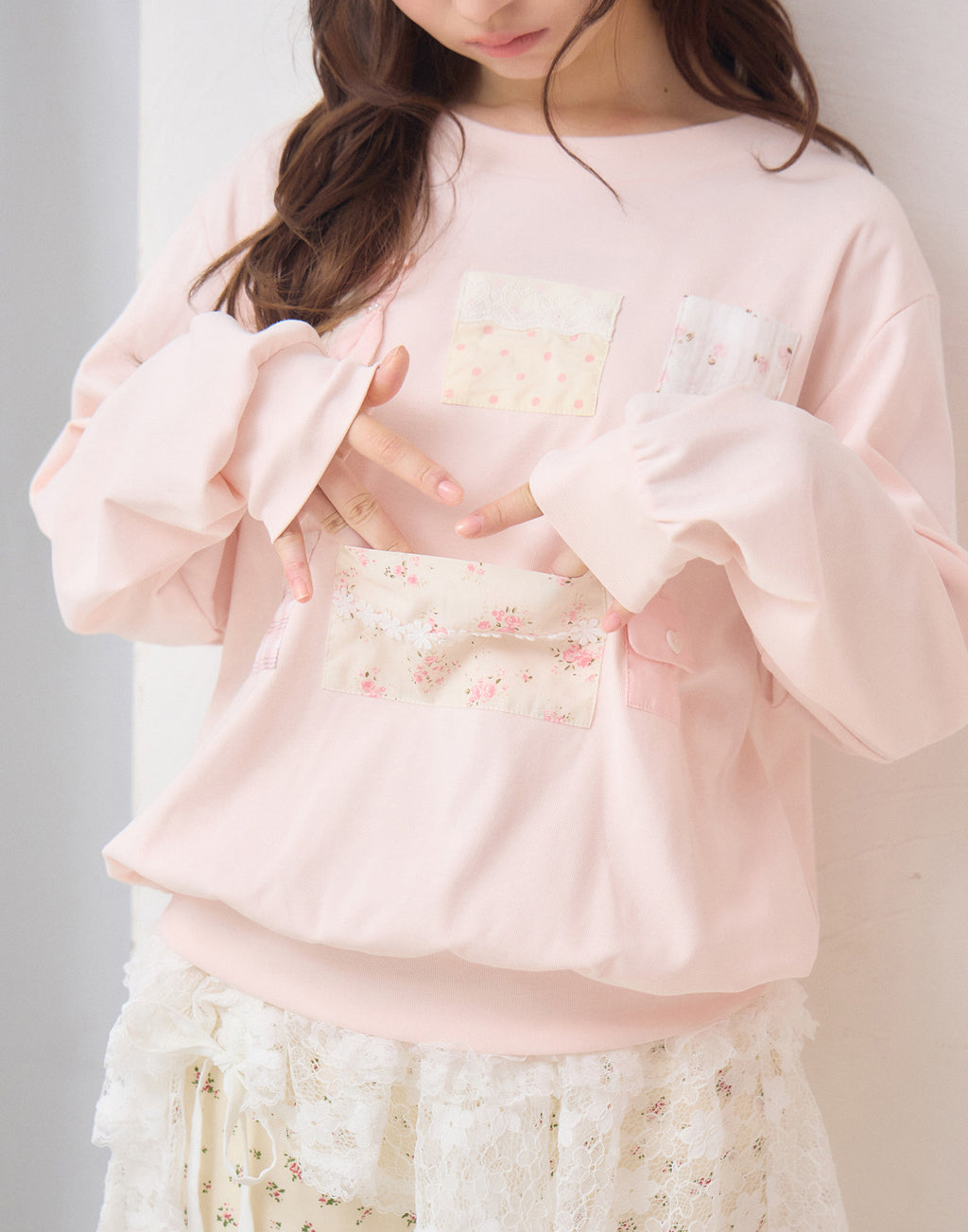 Lolime patchwork pockets sweatshirt