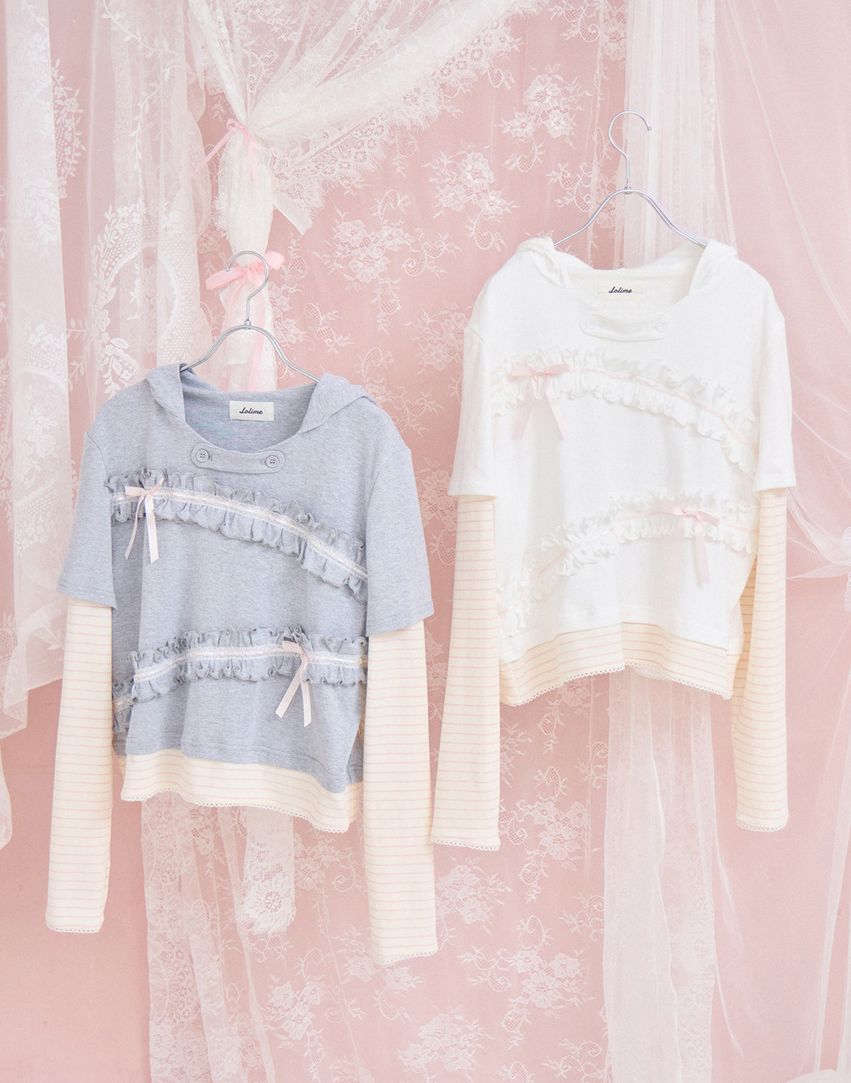 Lolime frill layered hood top