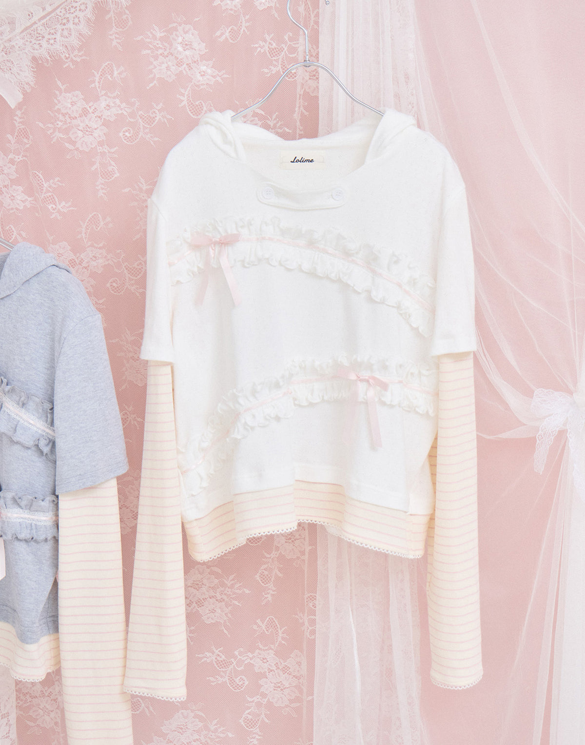 Lolime frill layered hood top