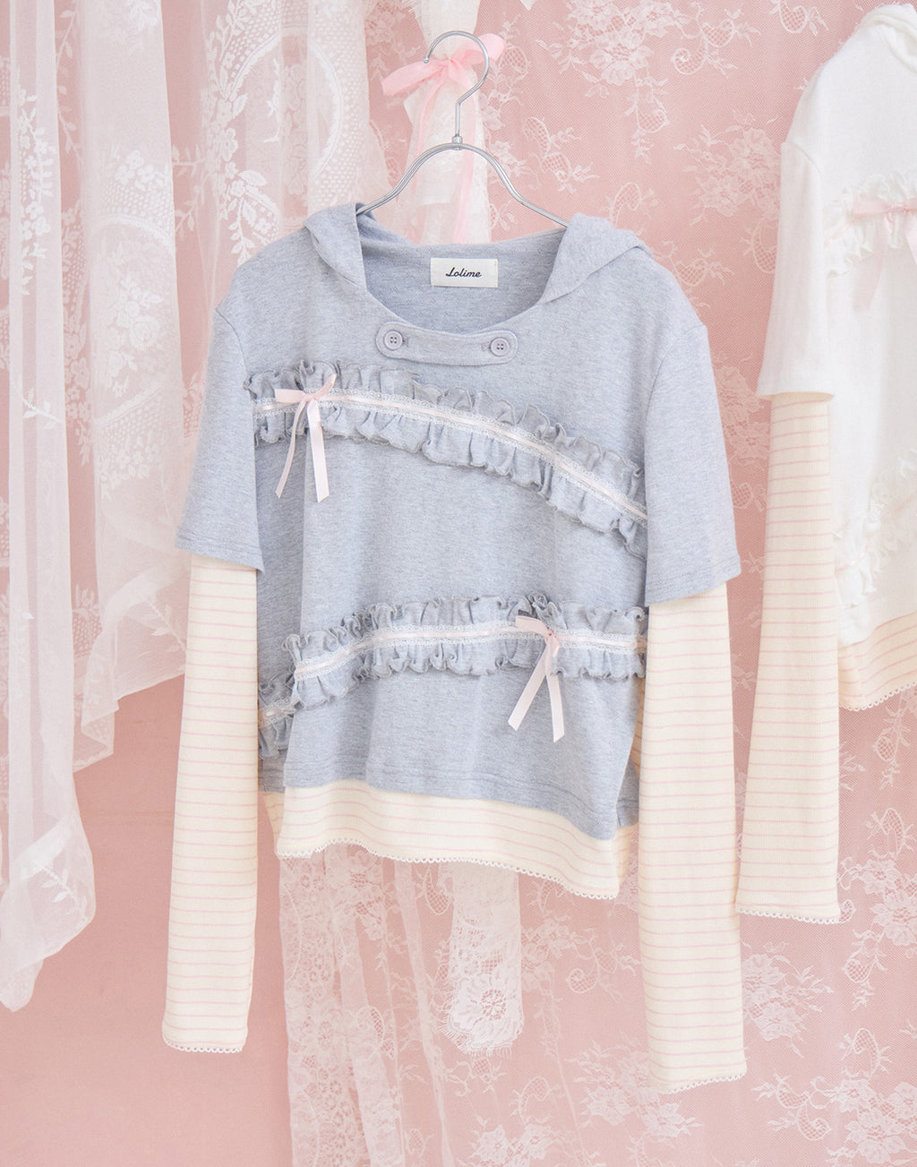 Lolime frill layered hood top