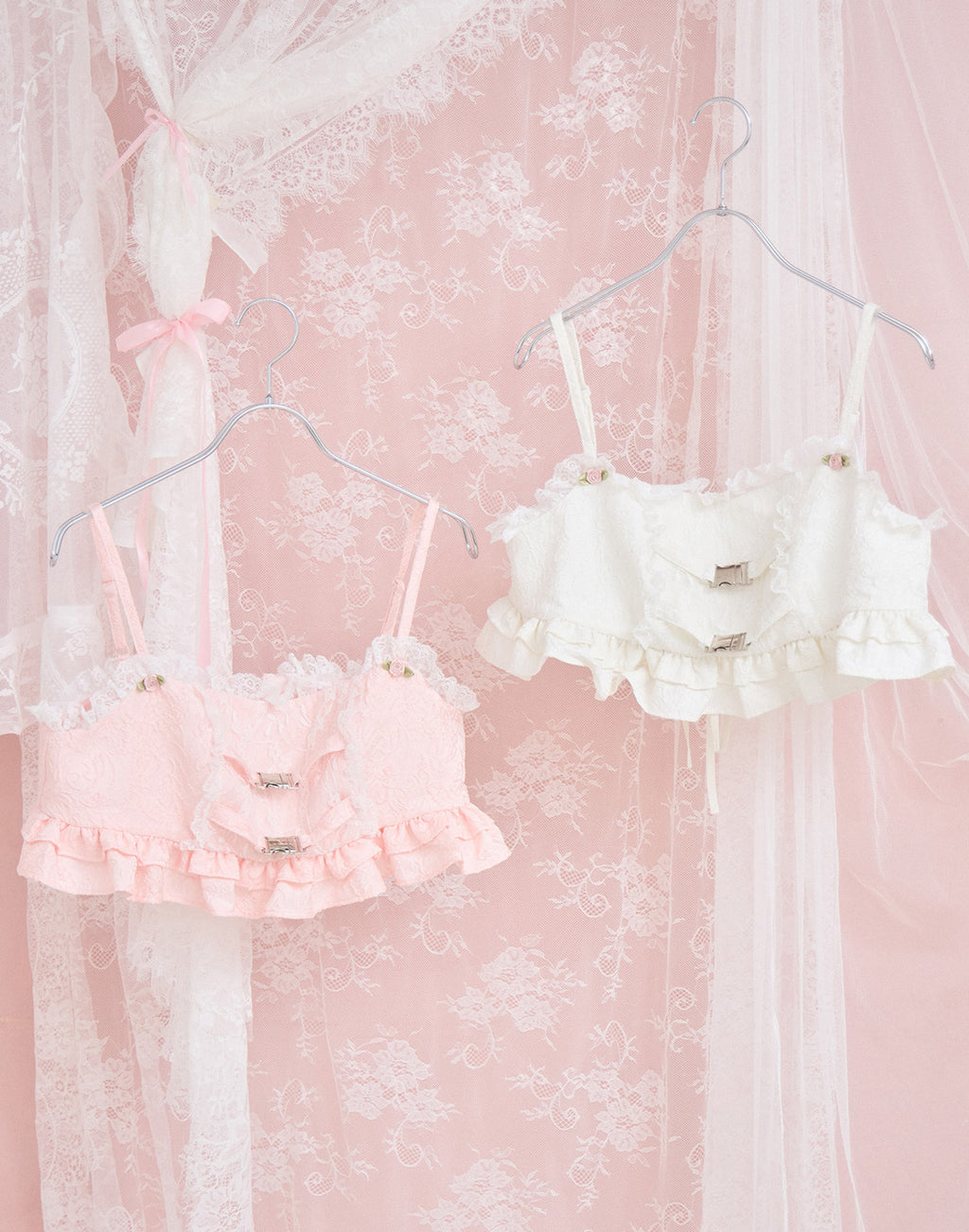 Lolime frill rose jacquard bustier