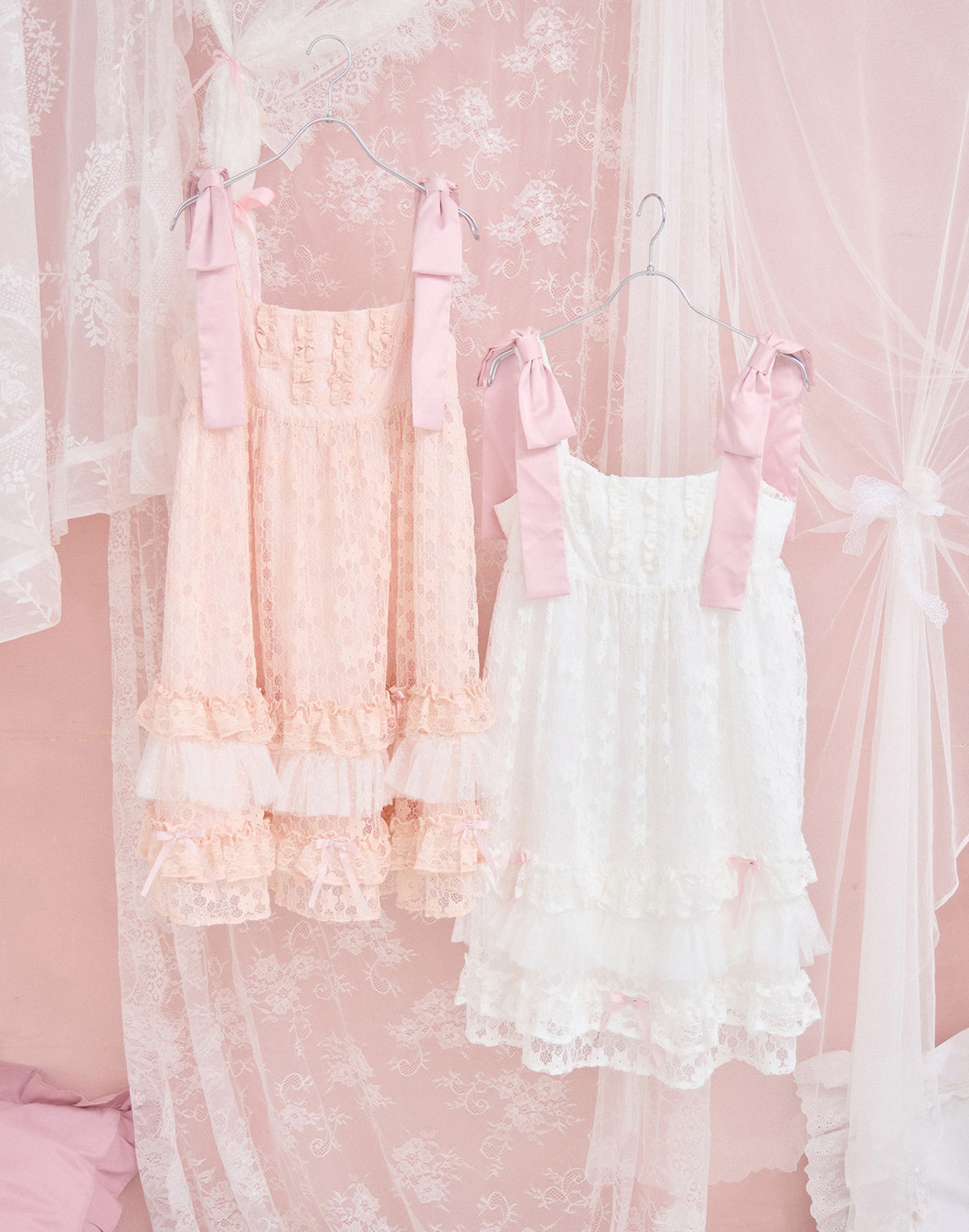 Lolime satin ribbon lace mini dress