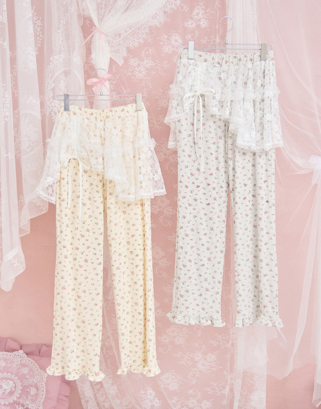 Lolime lace layered floral pants