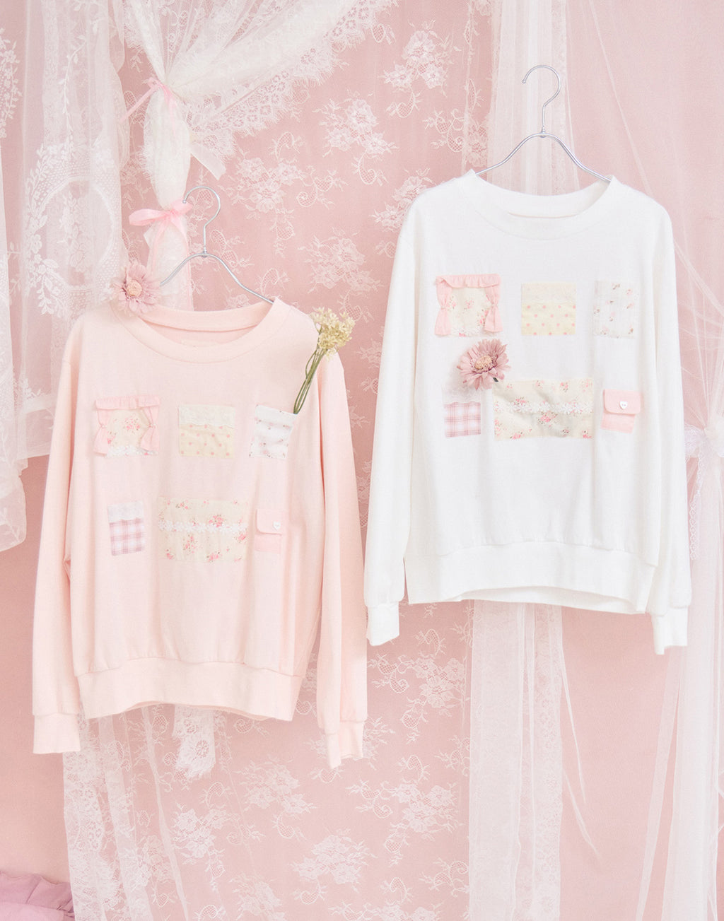 Lolime patchwork pockets sweatshirt