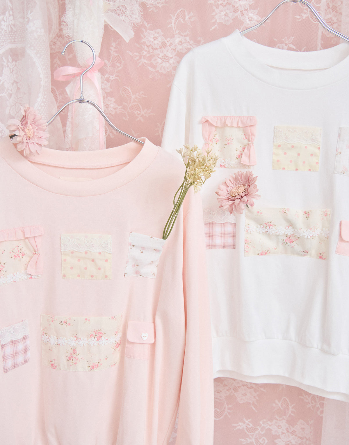 Lolime patchwork pockets sweatshirt