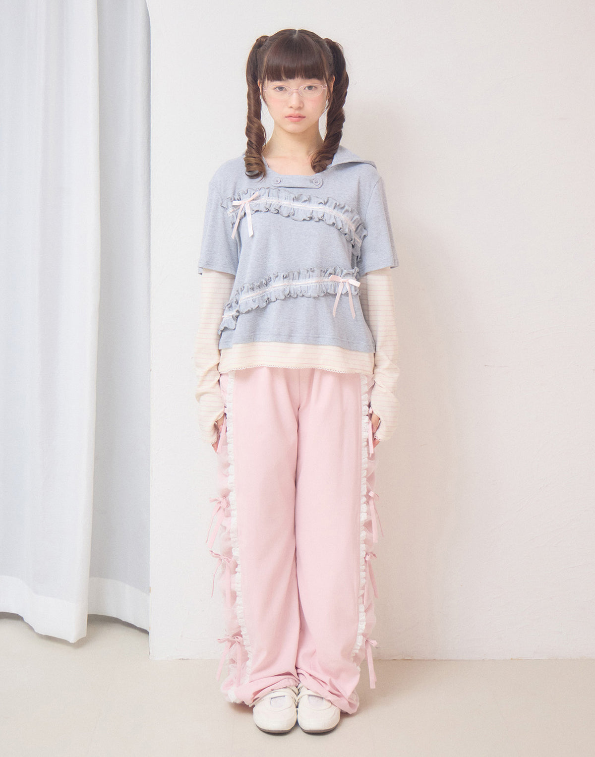 Lolime frill layered hood top