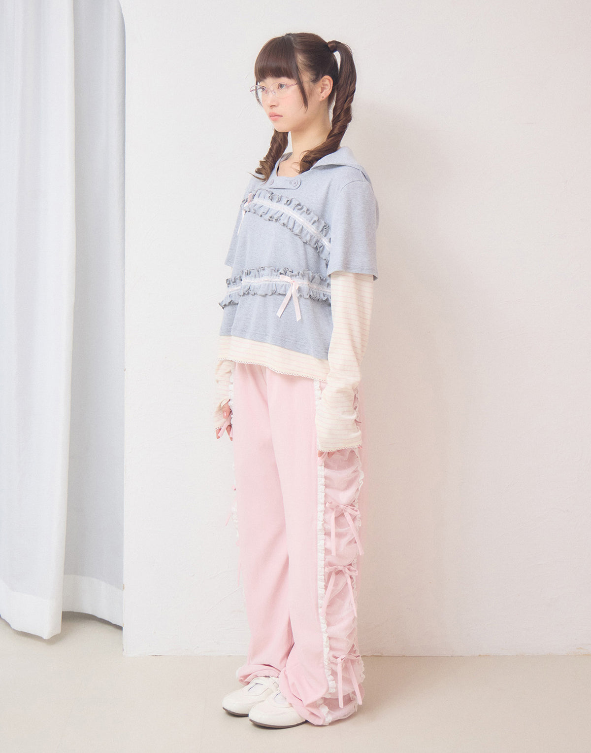 Lolime frill layered hood top