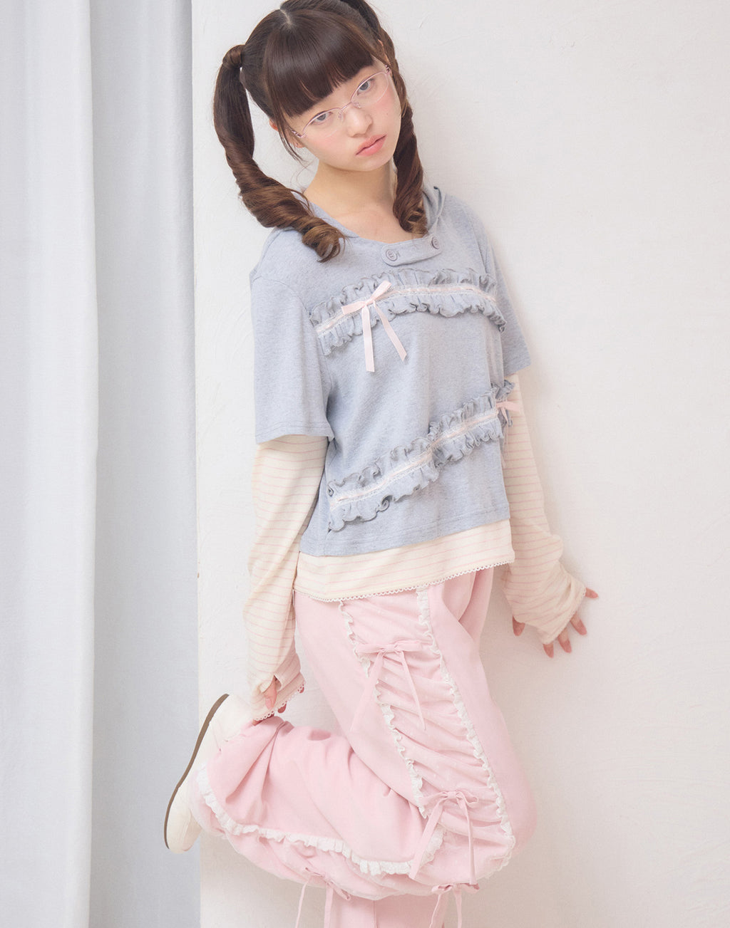 Lolime frill layered hood top