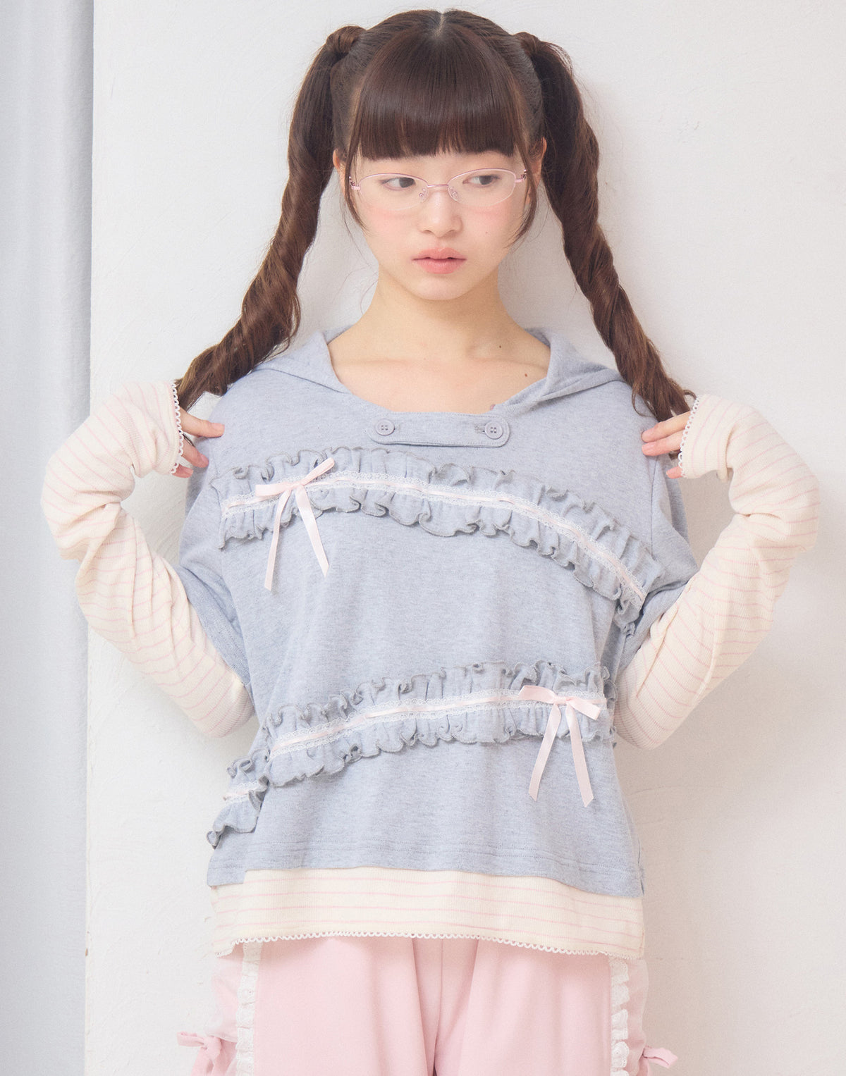 Lolime frill layered hood top