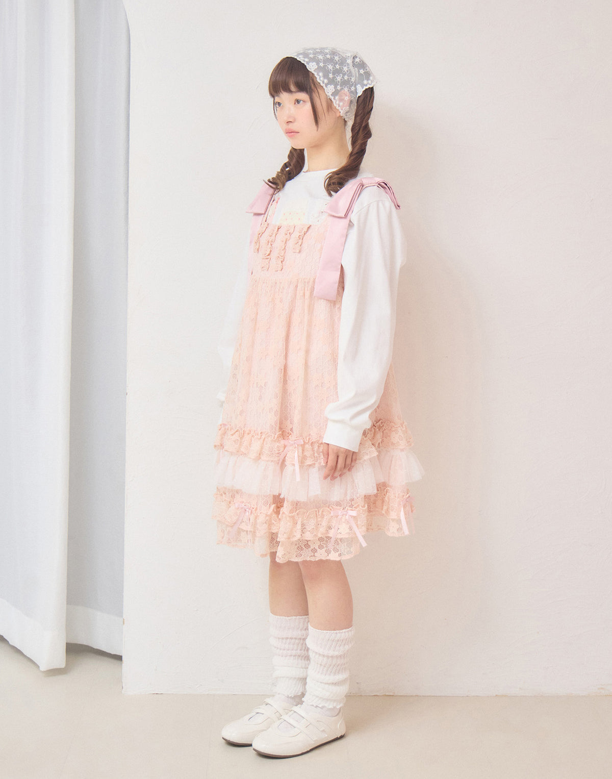 Lolime satin ribbon lace mini dress