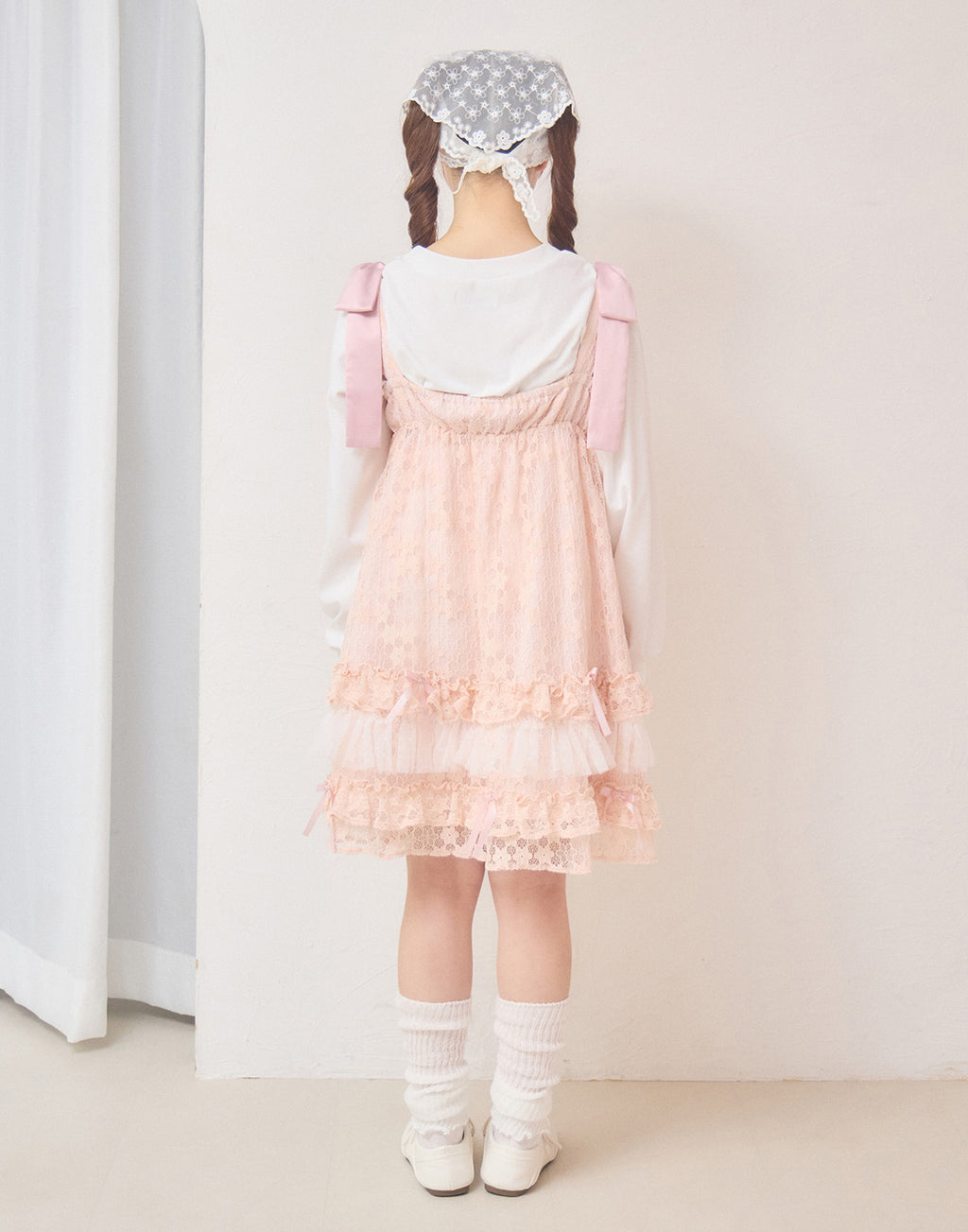 Lolime satin ribbon lace mini dress