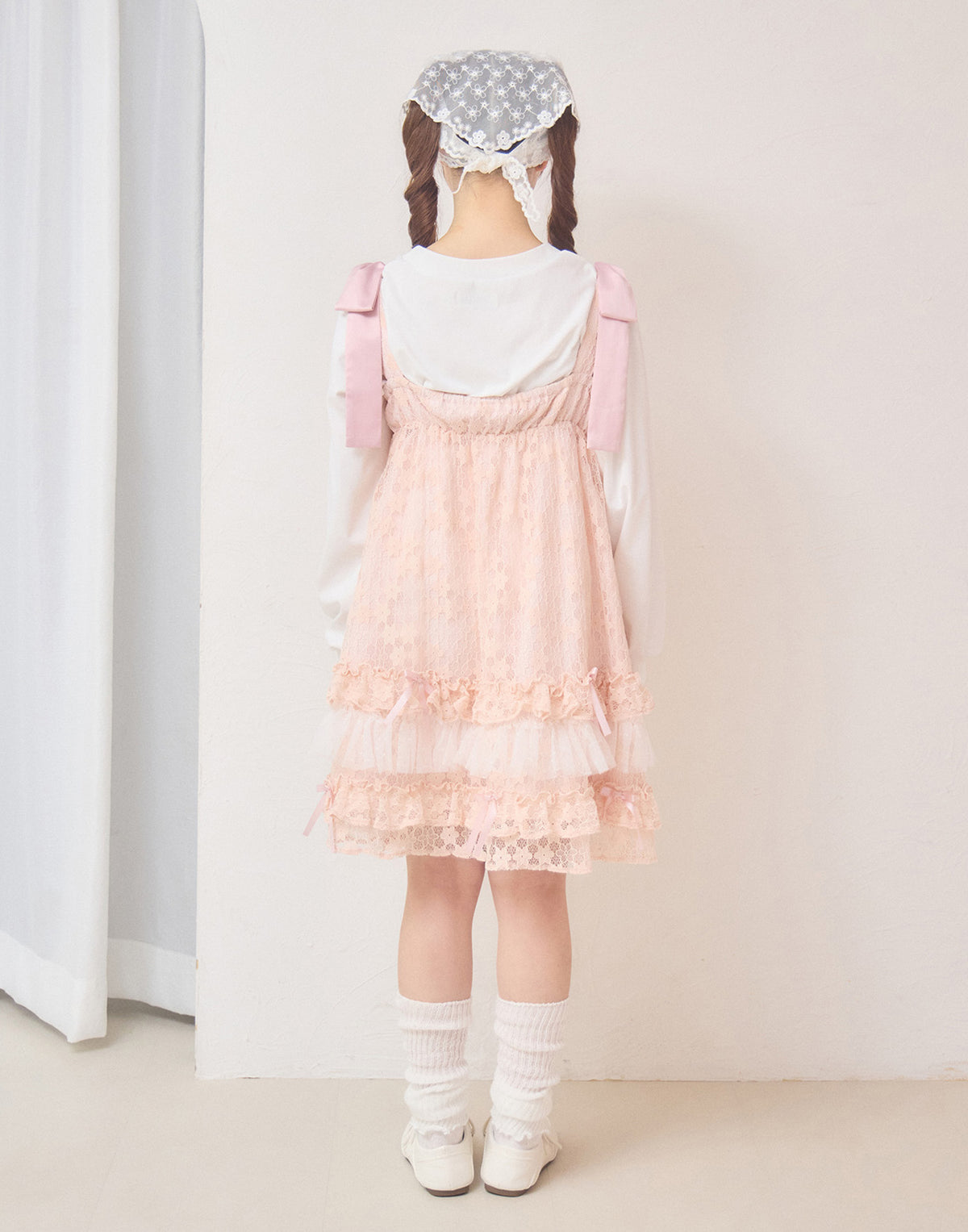 Lolime satin ribbon lace mini dress