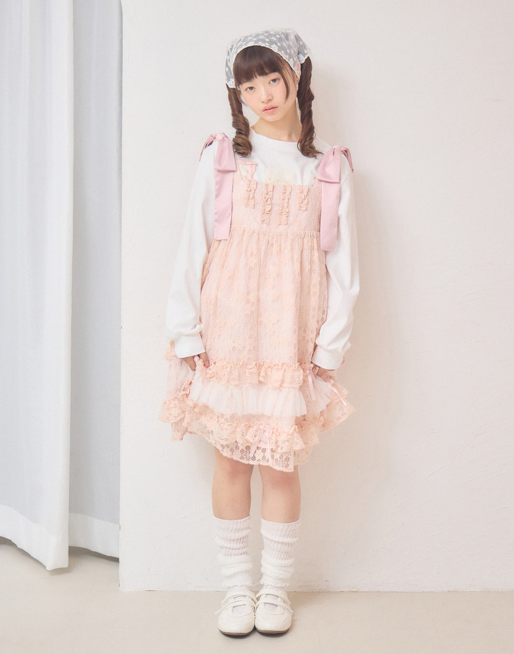 Lolime satin ribbon lace mini dress