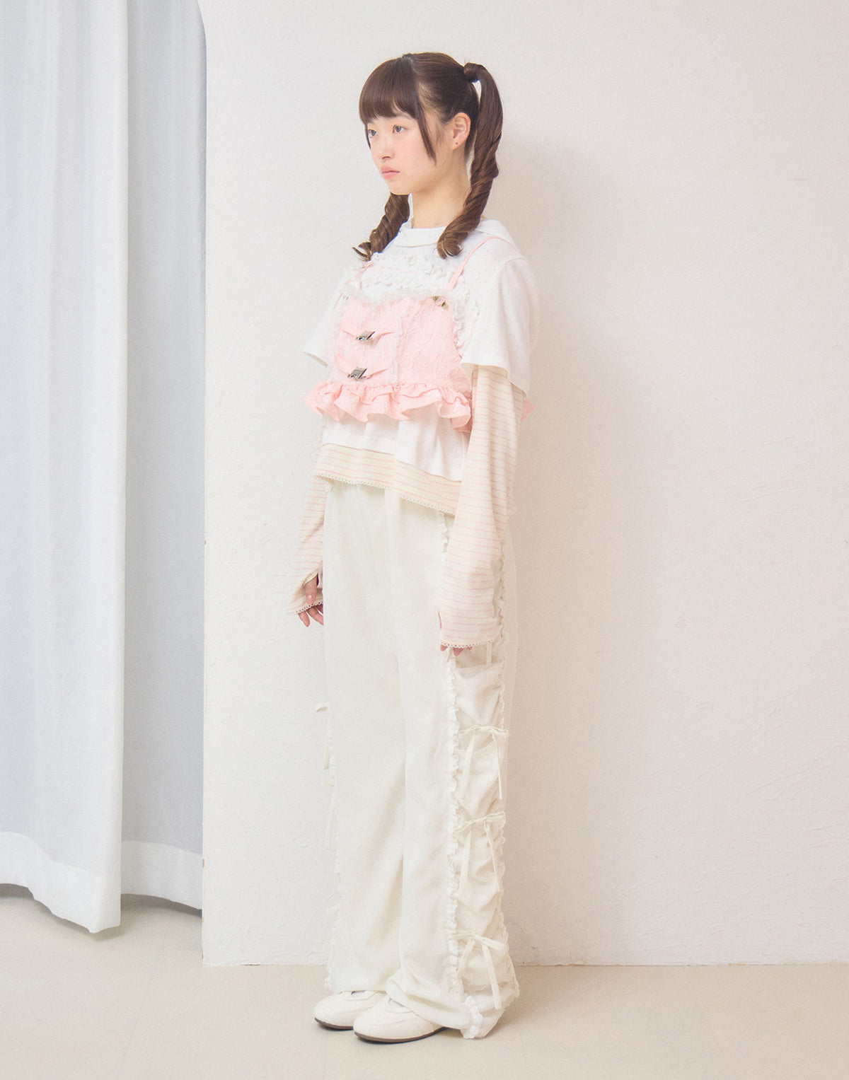 Lolime frill rose jacquard bustier