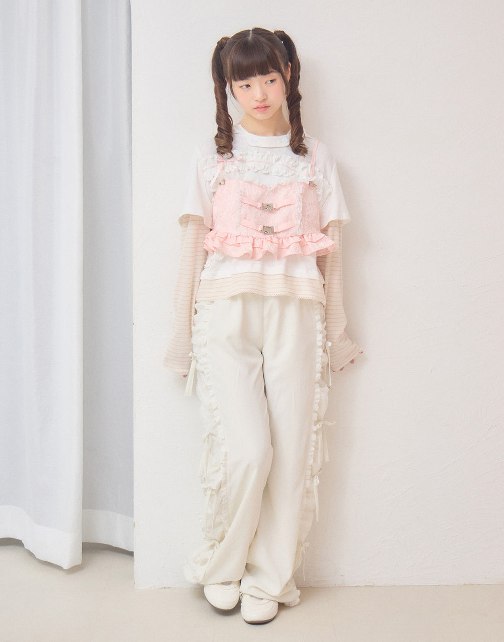 Lolime frill rose jacquard bustier