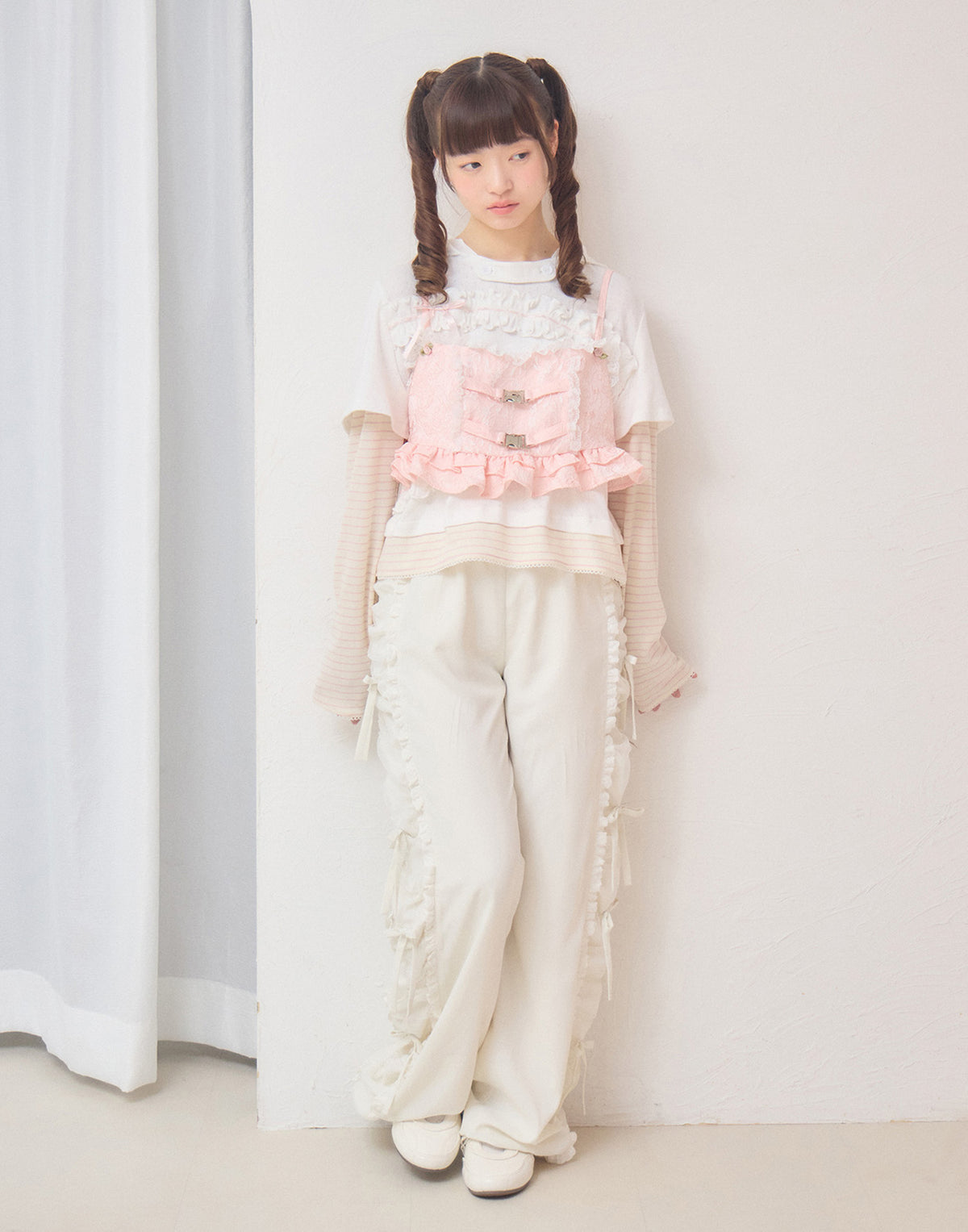 Lolime frill rose jacquard bustier