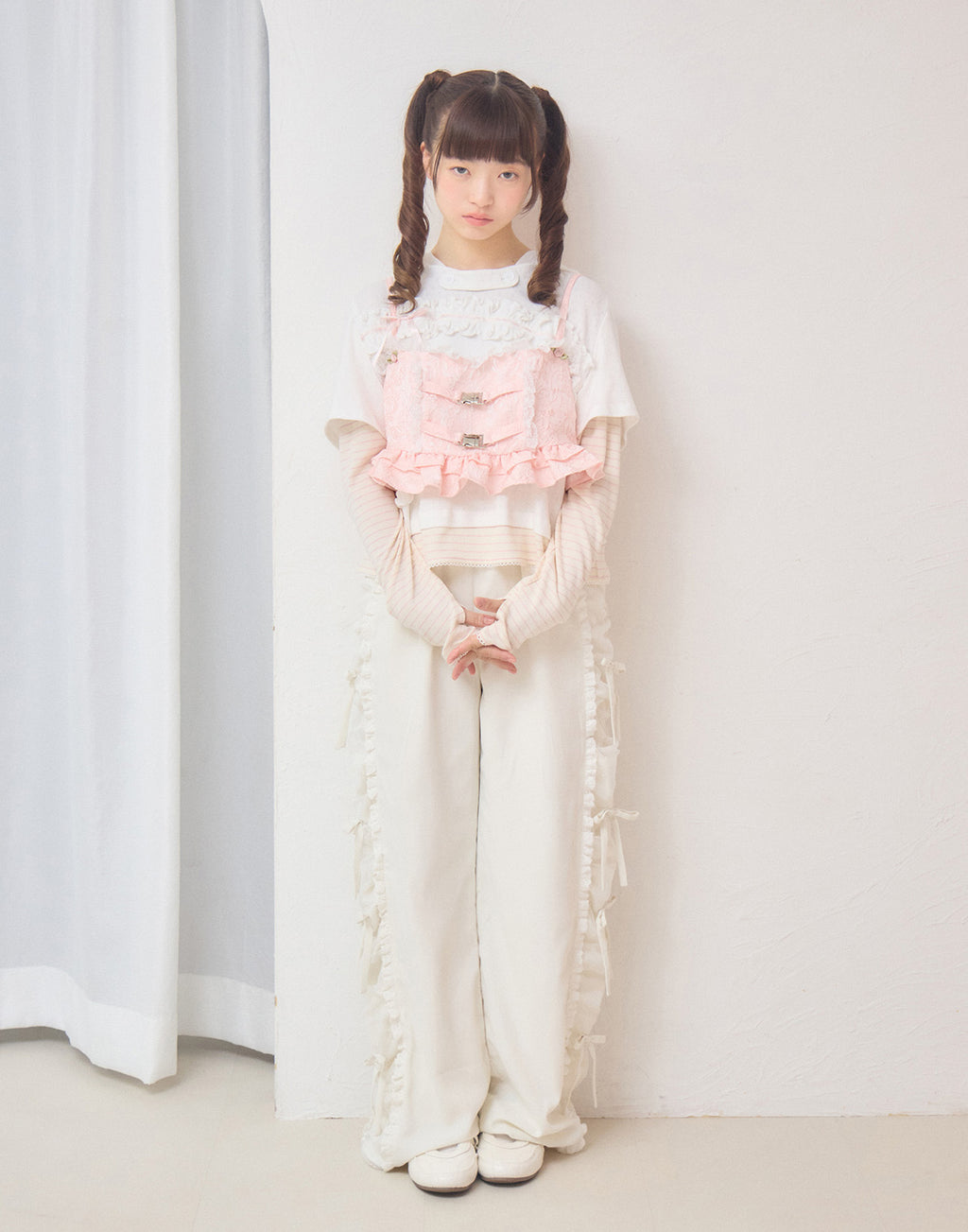 Lolime frill rose jacquard bustier