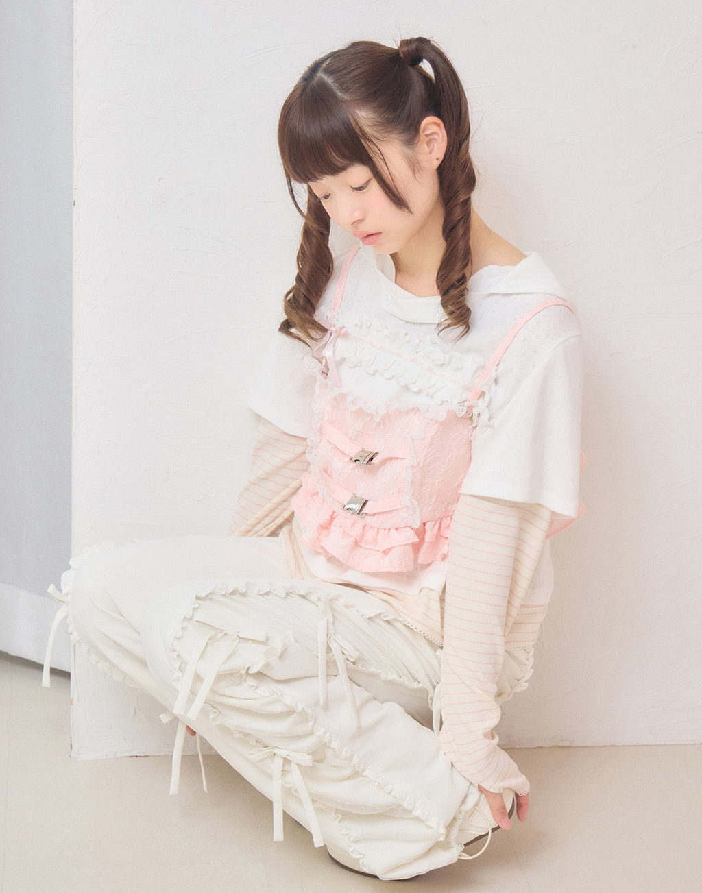 Lolime frill layered hood top