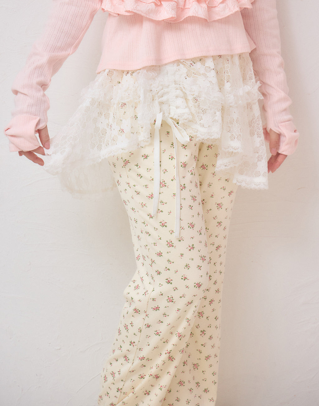 Lolime lace layered floral pants
