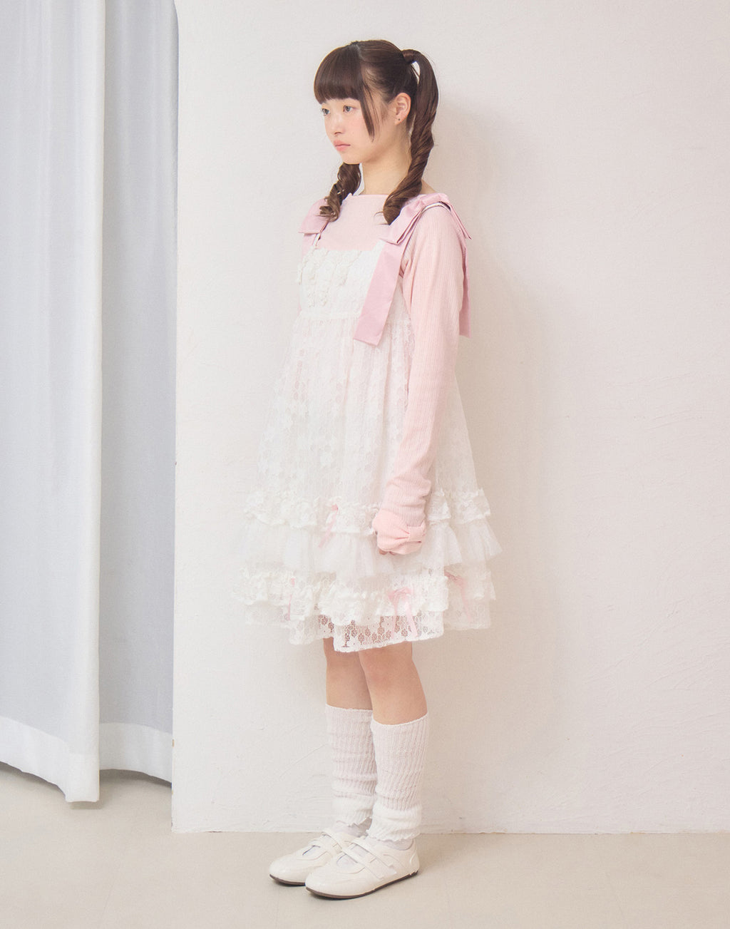 Lolime satin ribbon lace mini dress