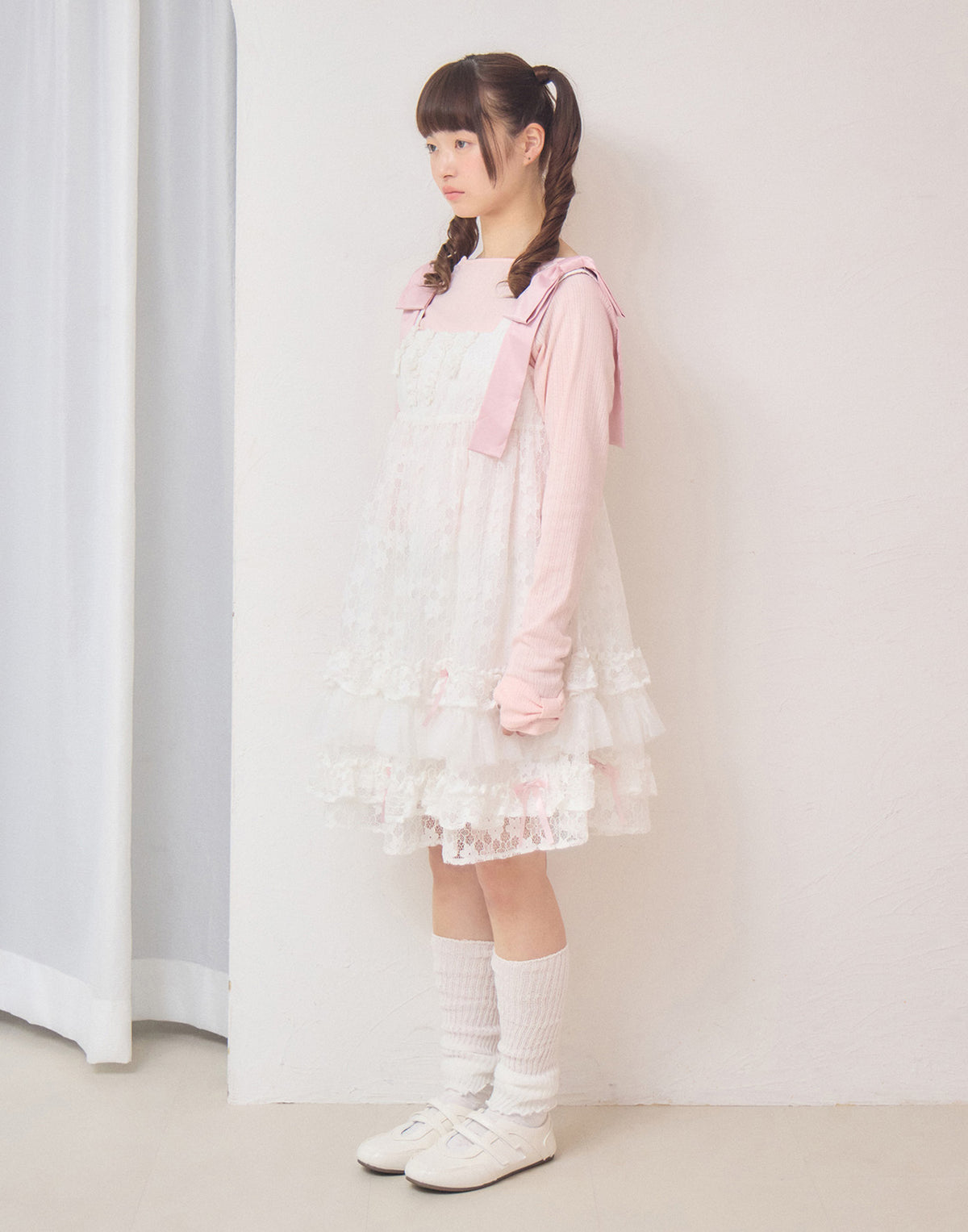Lolime satin ribbon lace mini dress