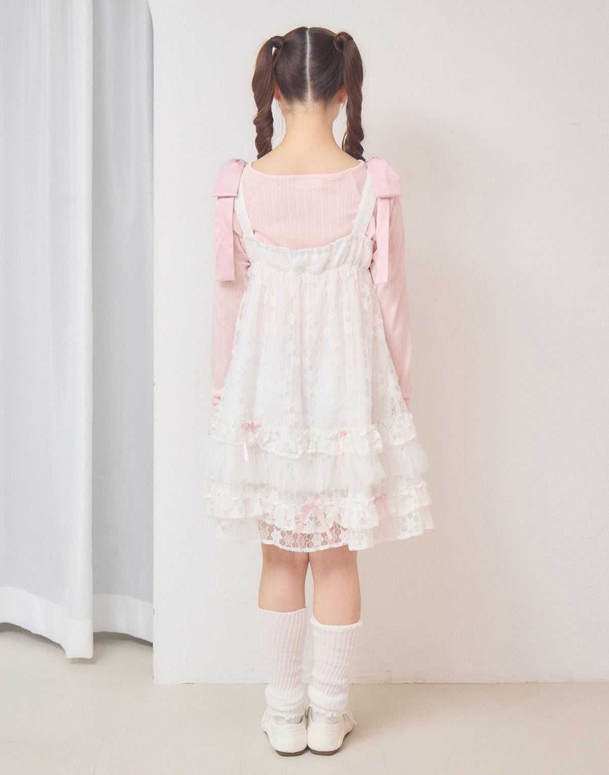 Lolime satin ribbon lace mini dress