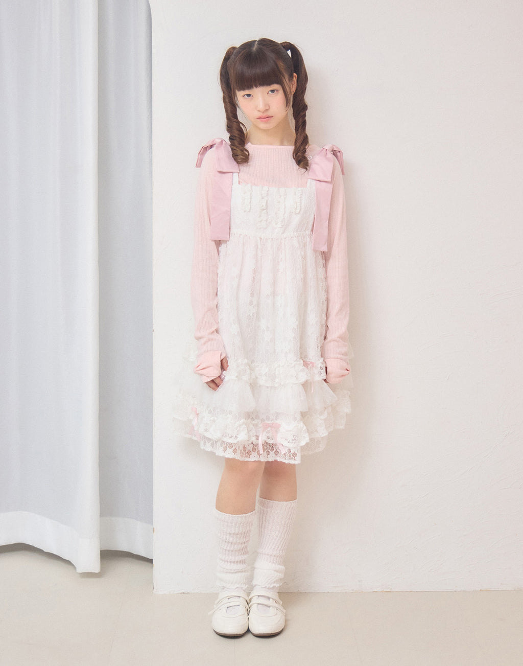 Lolime satin ribbon lace mini dress