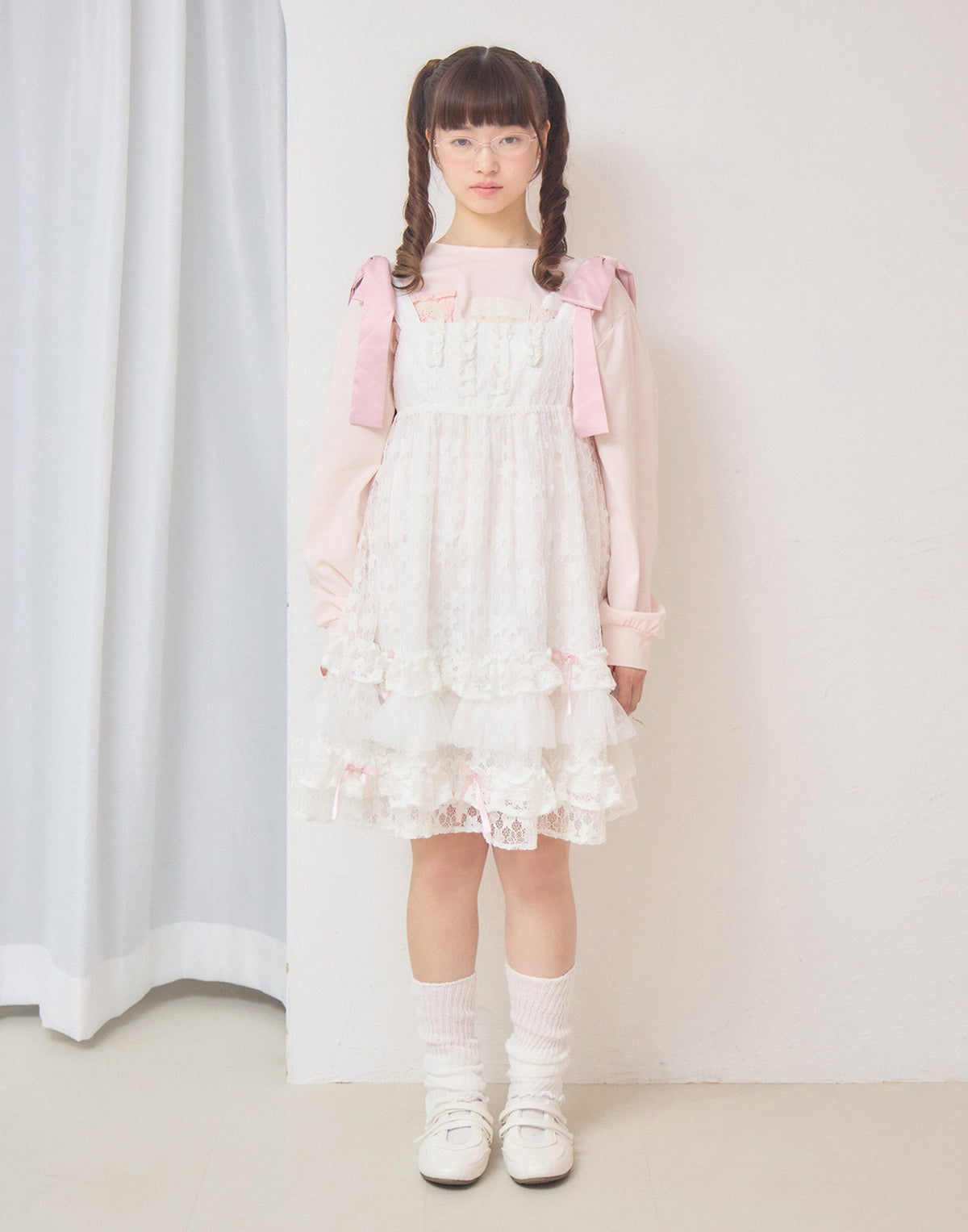 Lolime satin ribbon lace mini dress
