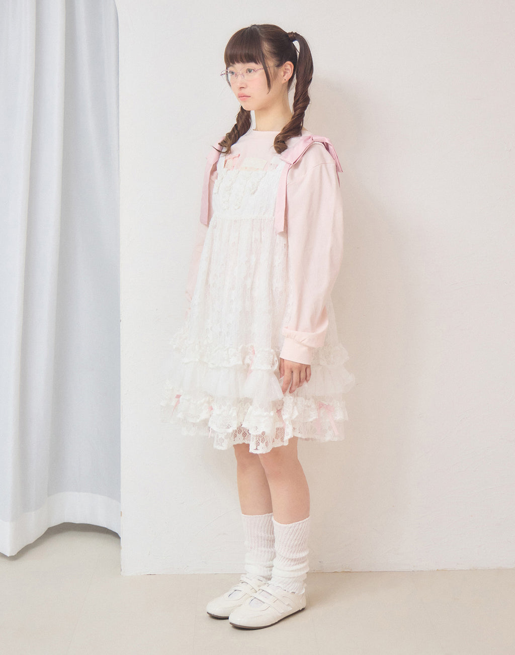 Lolime satin ribbon lace mini dress