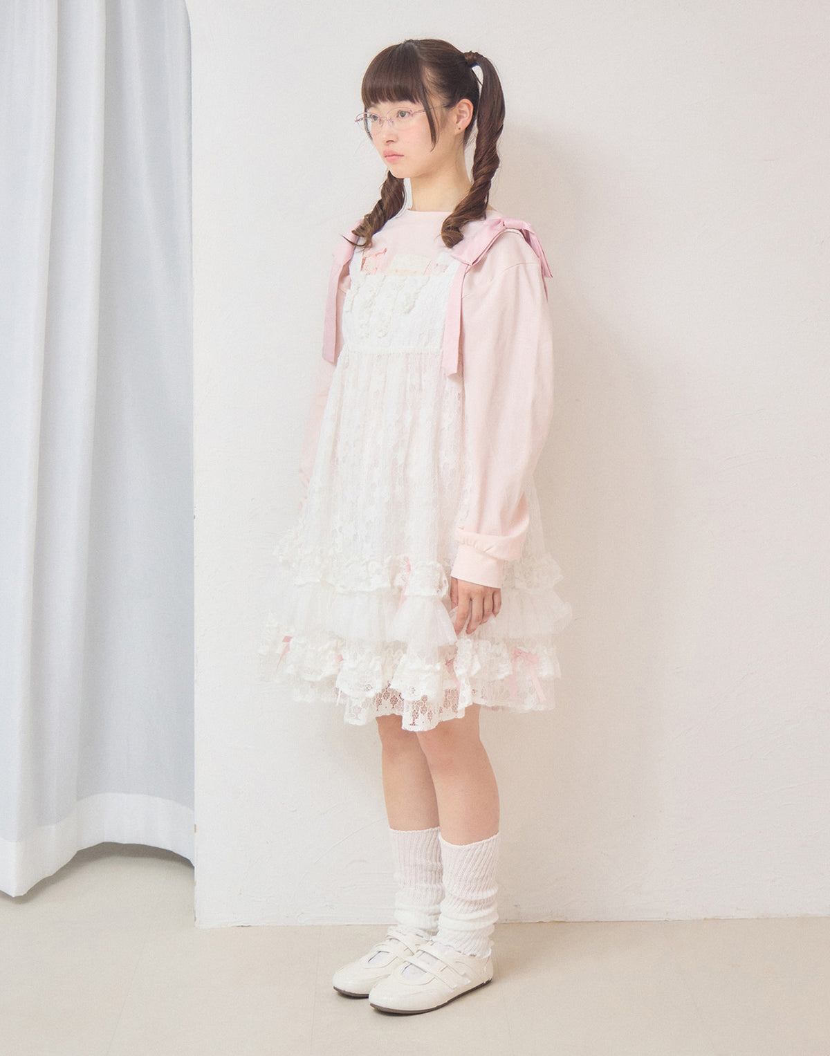 Lolime satin ribbon lace mini dress