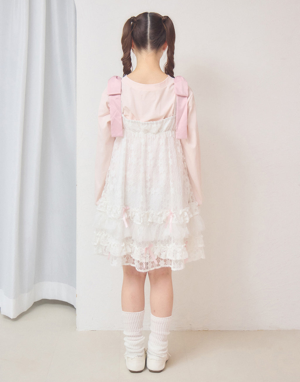 Lolime satin ribbon lace mini dress