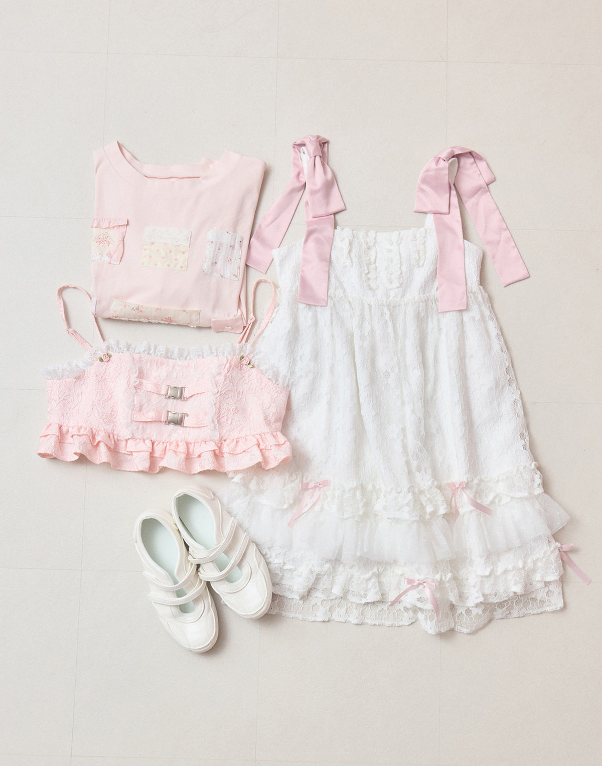 Lolime frill rose jacquard bustier