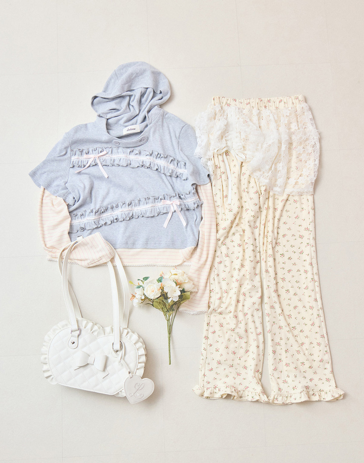 Lolime frill layered hood top