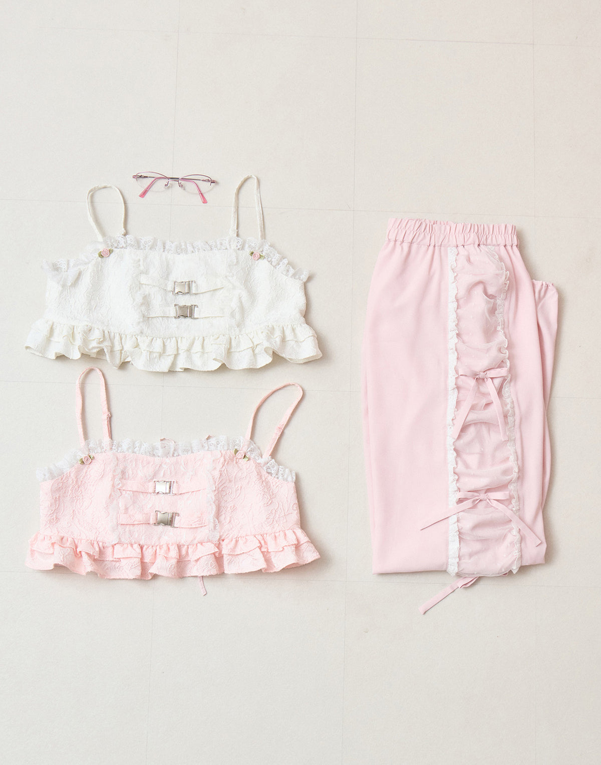 Lolime frill rose jacquard bustier