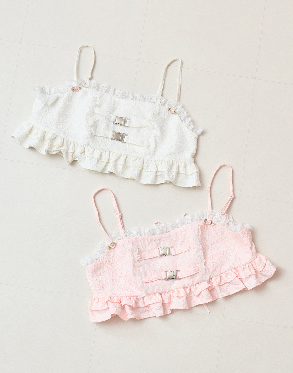 Lolime frill rose jacquard bustier