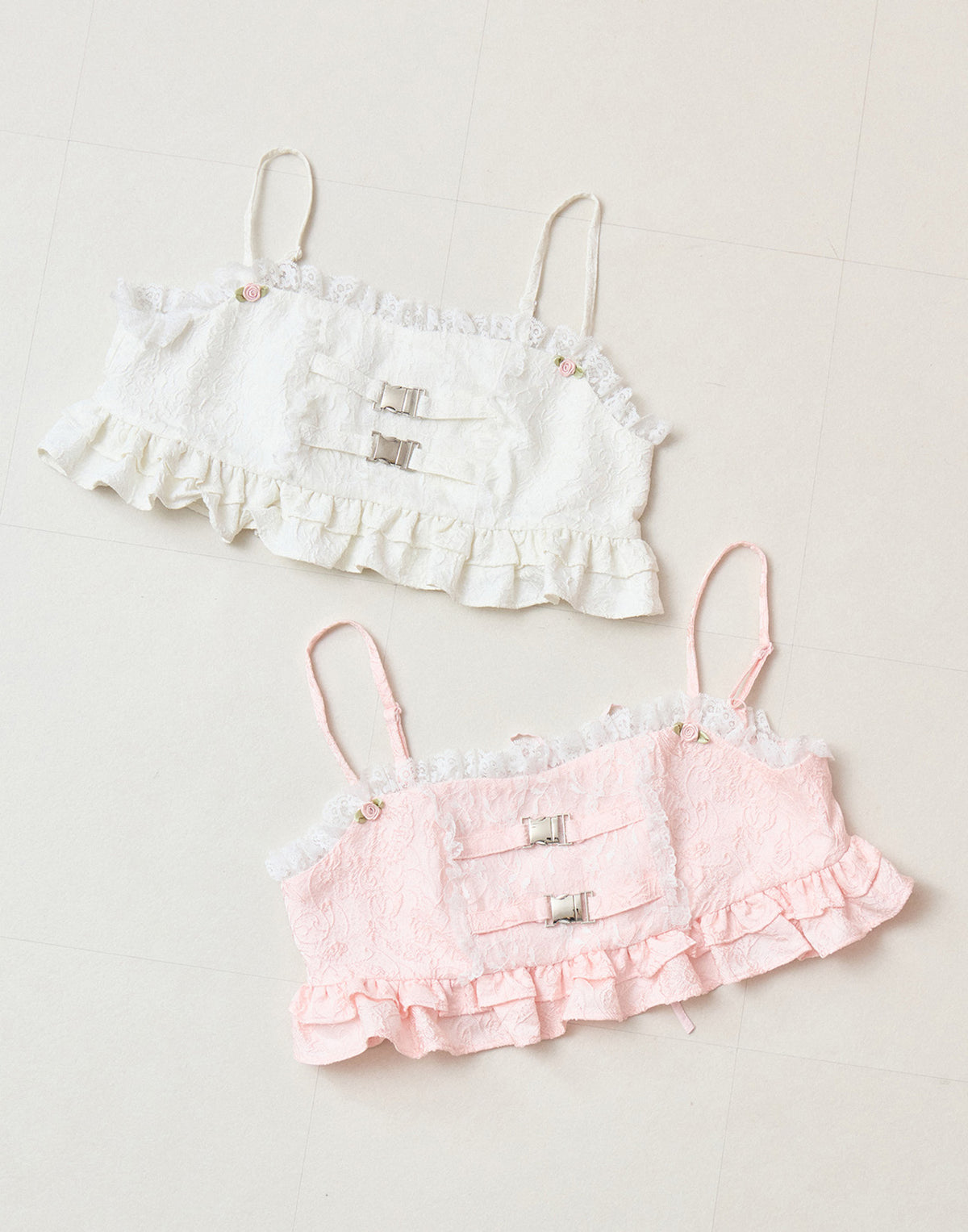 Lolime frill rose jacquard bustier
