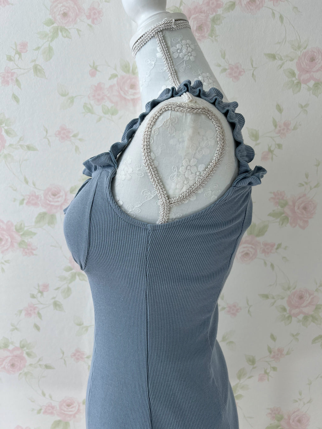 Dolly Frilled Strap Dress (Blue)