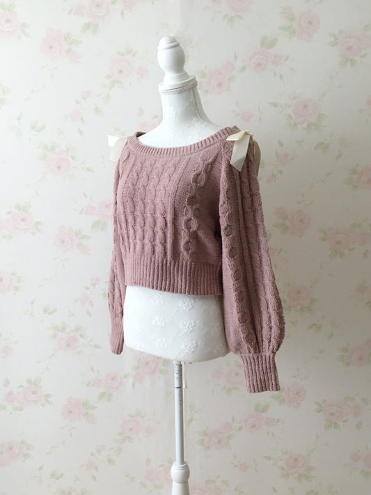 GRL Shoulder Bow Sweater (Pink)