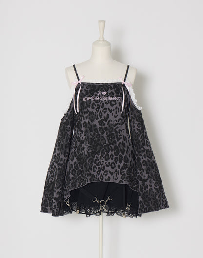 AVENCHUMU Leopard print open shoulder tops