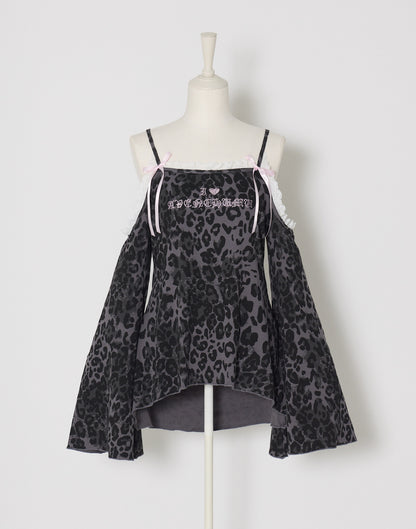 AVENCHUMU Leopard print open shoulder tops