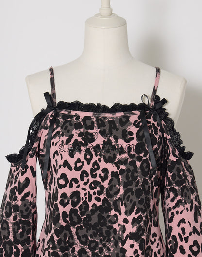 AVENCHUMU Leopard print open shoulder tops