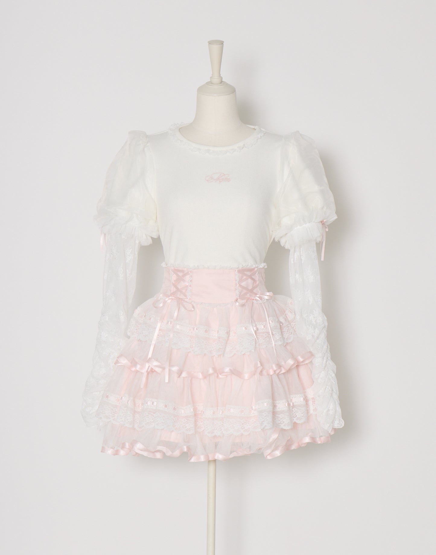 mellfy memory Feather Lace layered puff tops