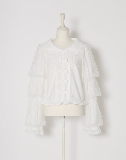 mellfy memory Whip sleeve Ribbon Blouse