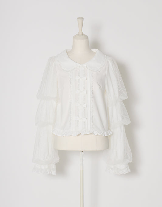 mellfy memory Whip sleeve Ribbon Blouse