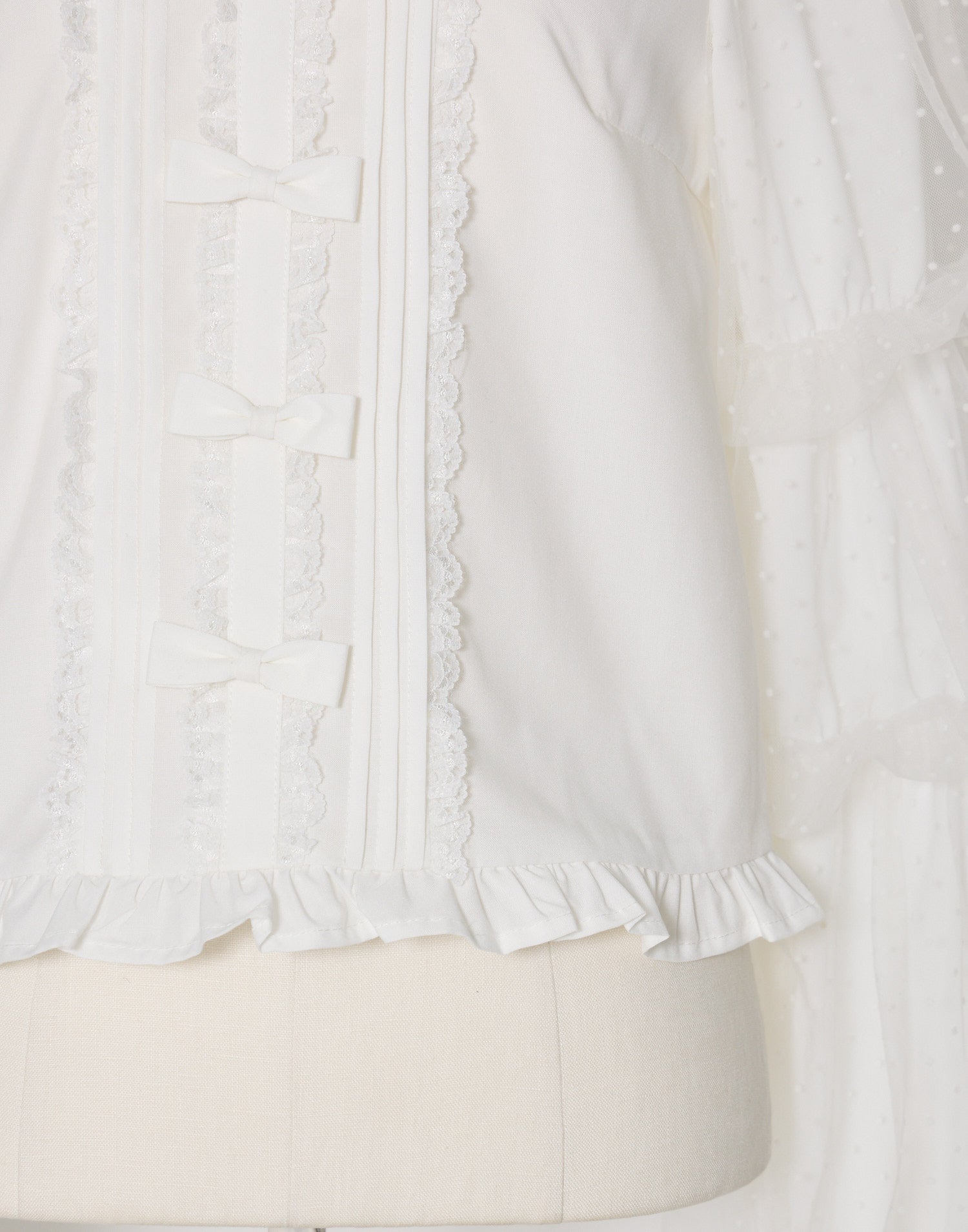 mellfy memory Whip sleeve Ribbon Blouse