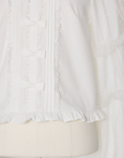 mellfy memory Whip sleeve Ribbon Blouse